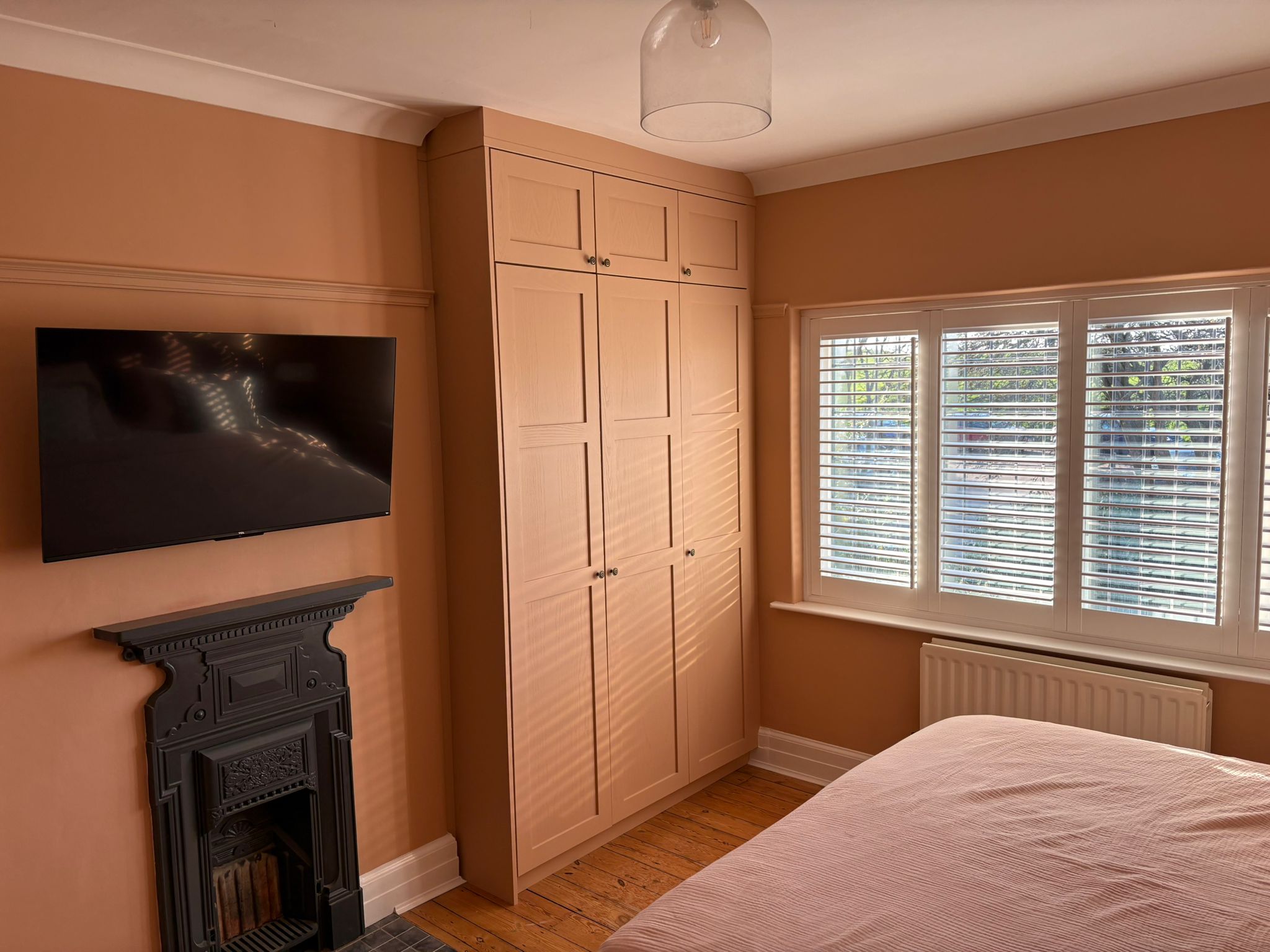 Detail of bespoke bedroom furniture craftsmanship